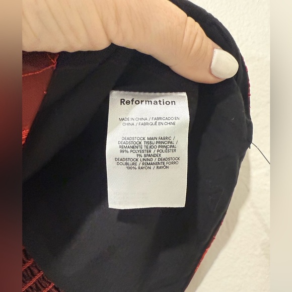 NWT Reformation Giorgia Tube Top Red Floral Jacquard in size 12 - Picture 3 of 7